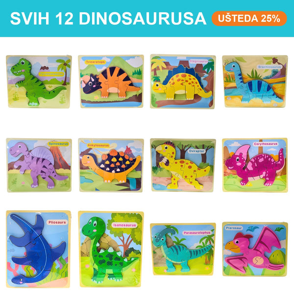 Kompletna dino kolekcija – 12 drvenih slagalica