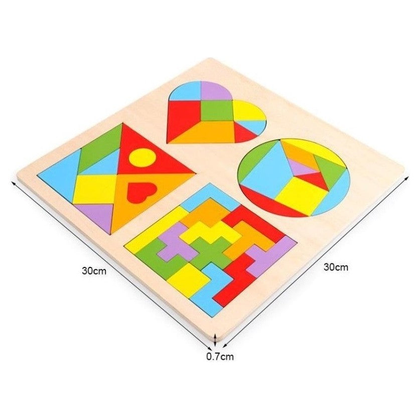 Dimenzije drvenog tangrama 30 x 30 x 0,7 cm